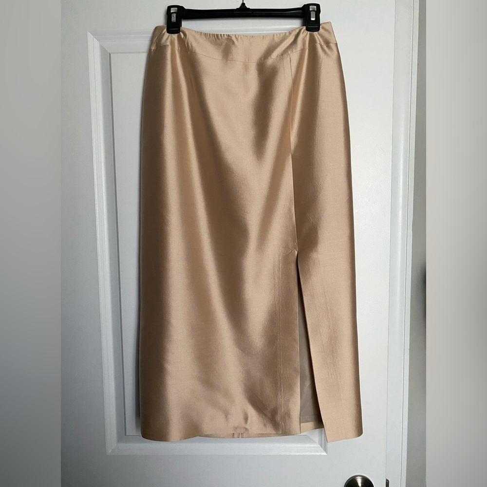 Talbots Beige Midi Skirt with Front Slit